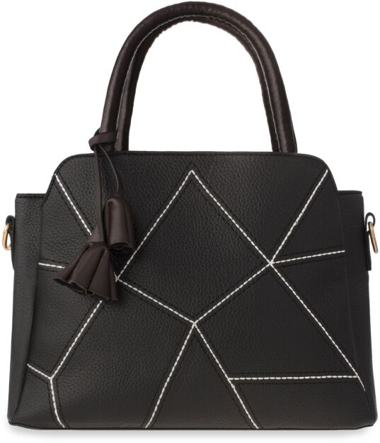 Elegancki kuferek damski listonoszka geometryczne łaty – czarny