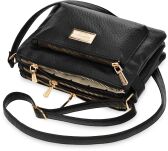 Trzykomorowa torba damska Monnari crossbody na ramię torebka listonoszka - czarna - 3