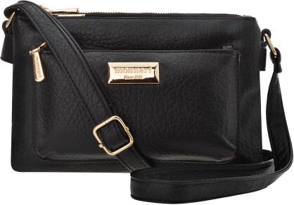 Trzykomorowa torba damska Monnari crossbody na ramię torebka listonoszka - czarna