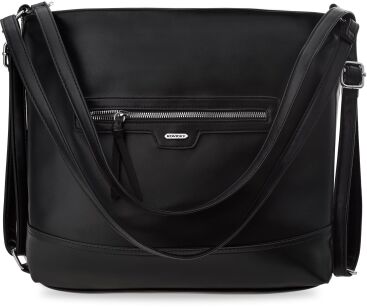 Torba damska plecak miejski 2w1 Rovicky Premium duża torebka worek na ramię shopper pakowna skórzana - czarna