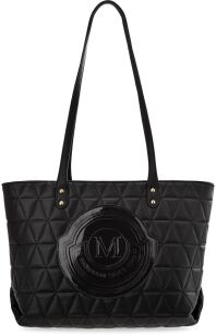 Klasyczna torebka damska Monnari pikowana torba shopper bag łódka na ramię z logo - czarna