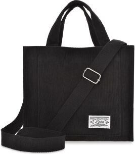 Lekka torba miejska sztruksowa listonoszka eko crossbody luźna torebka mini shopper z tkaniny - czarna