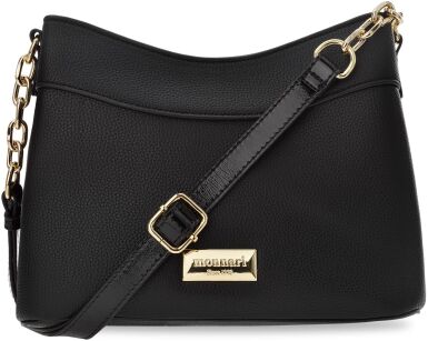 Monnari trzykomorowa torebka klasyczna elegancka listonoszka crossbody - czarna