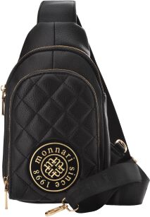 Monnari torebka damska sportowa pikowana 2w1 plecak crossbody plecaczek na jedno ramię - czarny