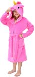 Ciepły szlafrok dziecięcy kigurumi z kapturem - różowy jednorożec - 2