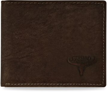 Skórzany mały portfel męski w surowym stylu Buffalo Wild ochrona RFID - brązowy