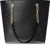 Pikowana torebka damska duża torba shopper bag a4 - czarny - 3
