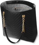 Pikowana torebka damska duża torba shopper bag a4 - czarny - 4