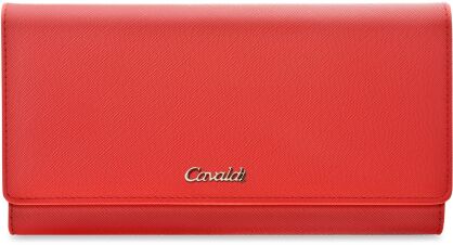 Duży pojemny skórzany portfel damski w opakowaniu prezentowym Cavaldi - czerwony