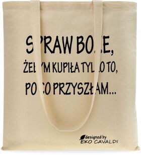 Ekotorba shopper bawełniana na zakupy miejska z nadrukiem - spraw boże - beżowa