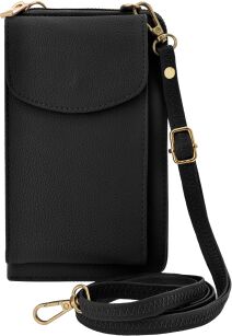Mała damska torebka listonoszka 2w1 na telefon portfel kopertówka - czarna