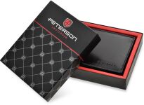 Portfel męski skórzany Peterson solidny na karty bilon RFID w pudełku na prezent - czarny - 3