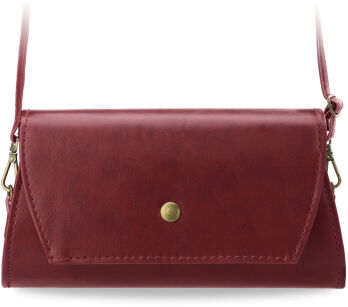Klasyczna sztywna kopertówka torebka damska przewieszka - czerwona