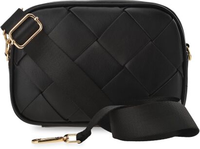 Torebka damska VICTORIA&CO pleciona pikowana listonoszka crossbody - czarna