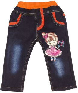 Dziecięce spodnie jeansowe dla dziewczynki - pomarańczowy