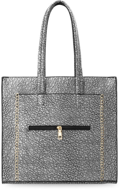 Modny shopper bag torebka damska zakupowa na ramię - srebrny