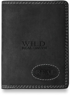 Skórzany portfel męski Wild Real Only mały zgrabny portfelik portmonetka - grafitowy