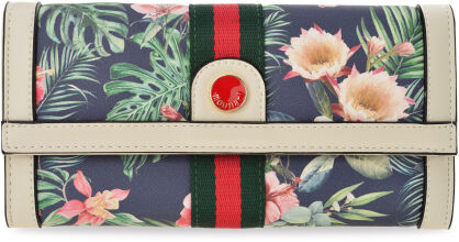MONNARI pojemny portfel damski z tropikalnym wzorem duża kolorowa pormonetka - wielokolorowy