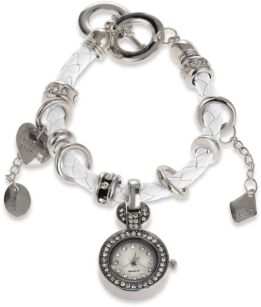 Bransoletka z zegarkiem zawieszki charms – biały