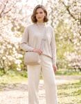 Torebka damska na ramię z paskiem crossbody skóra ekologiczna - beżowa - 7