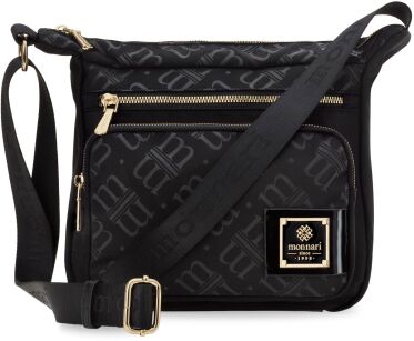 Monnari sportowa torba damska listonoszka torebka crossbody z logowanym paskiem - czarna