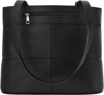 Victoria&Co duża pakowna torebka damska dwukomorowa torba shopper pojemna na ramię skóra eko - czarna