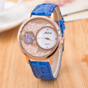 Modny zegarek damski new look - węzowa skórka - niebieski