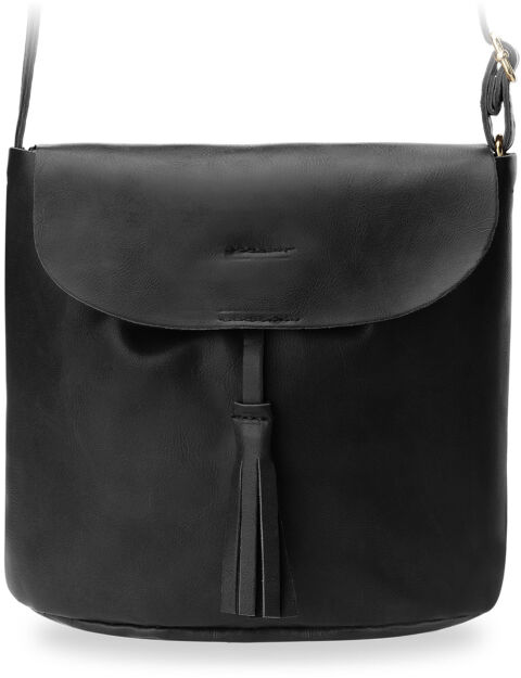 Mała listonoszka z klapą poręczna torebka damska styl retro - czarny
