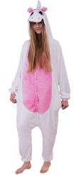 Piżama kigurumi jednoczęściowe przebranie kostium z kapturem – pegaz biało-różowy