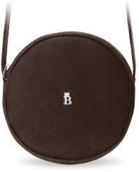 Okrągła listonoszka torebka damska BALEINE skóra naturalna w stylu retro - ciemny brąz